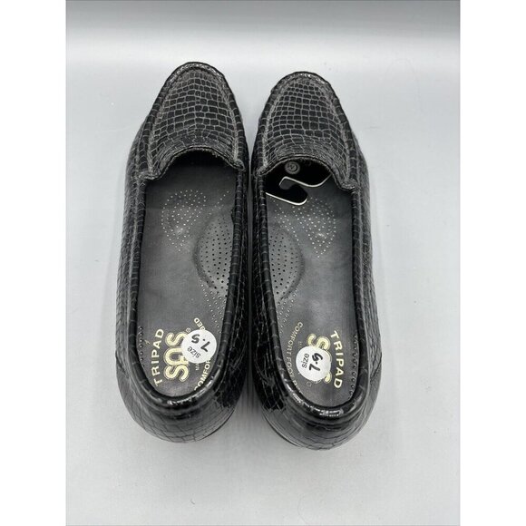 SAS Tripad Black Reptile Croc Slip On Leather Loafers Comfort Women’s  7.5 - Picture 4 of 6